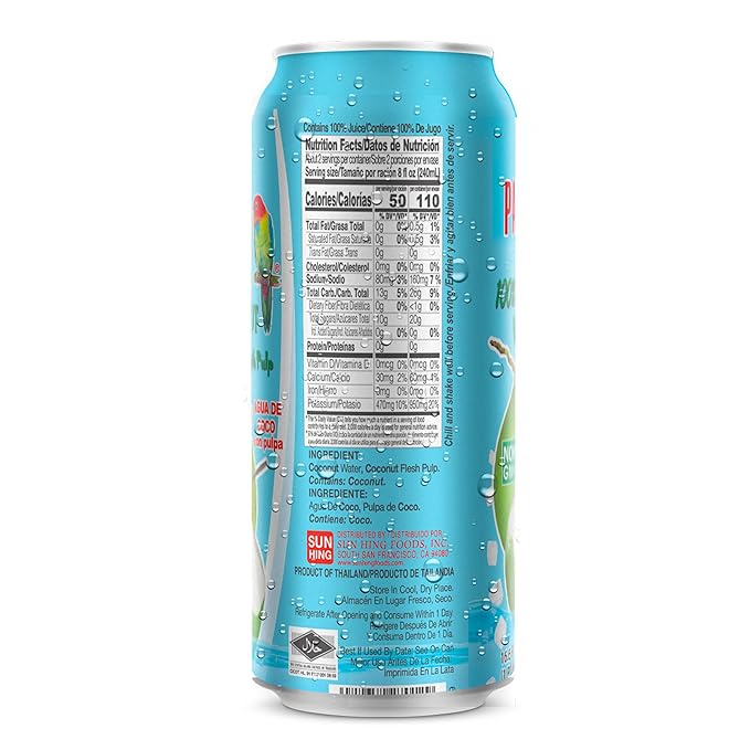 Parrot Brand 100% Coconut Water with Pulp 16.6 fl. oz. (Pack of 12)