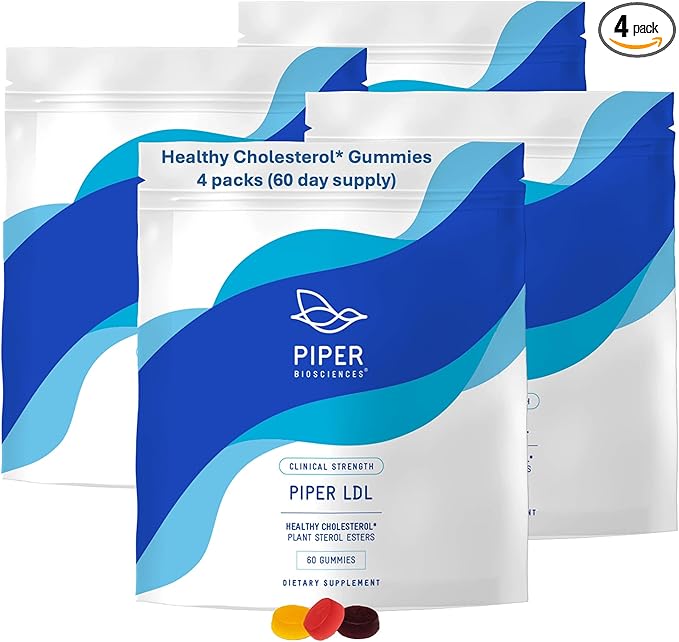 Piper Biosciences 60 Day Supply Cholesterol Health Gummies 240 Gummies (Four Packs Each with 60 Gummies): Plant Sterols Supplement for Healthy Cholesterol