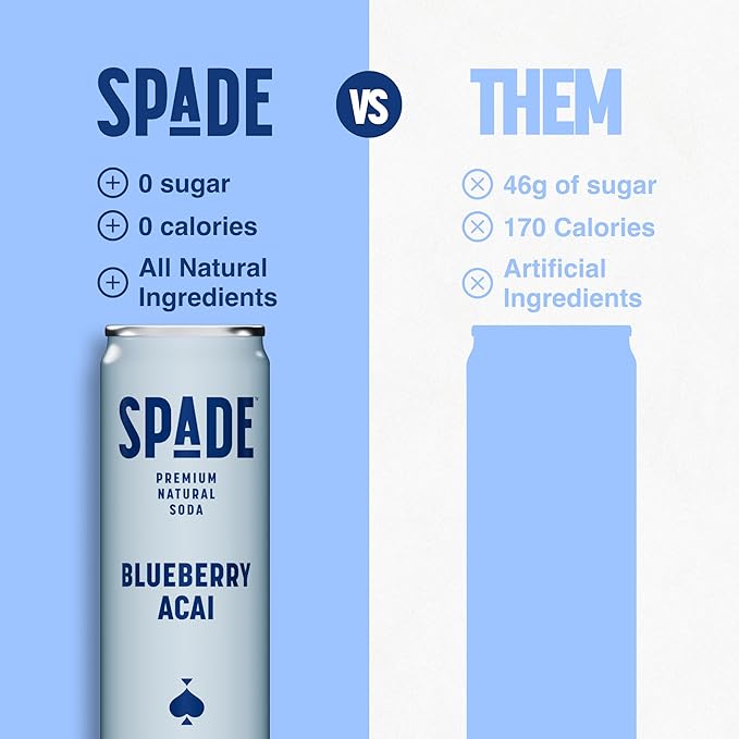 Spade Soda Blueberry Acai 12 fl oz (Pack of 12)