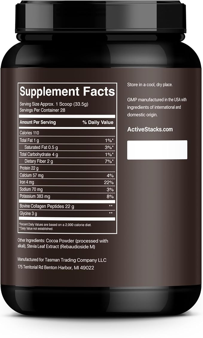 Collagen Peptides Protein Powder Chocolate - Supports Healthy Hair Skin Bones and Joints for Men and Women - Easy-to-Mix Type 1 &amp 3 Hydrolyzed Collagen from Grass-Fed Beef 2 Pound