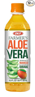 OKF Farmer's Aloe Vera Drink Mango 16.9 Fluid Ounce (Pack of 12)