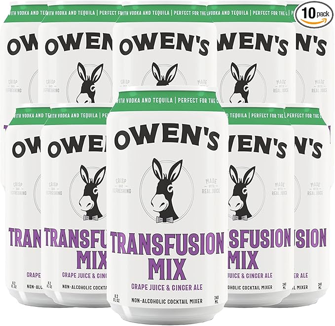 Owen’s Craft Mixers | Transfusion Mix 10 Pack | Handcrafted in the USA with Premium Ingredients | Vegan &amp Gluten-Free Soda Mocktail and Cocktail Mixer