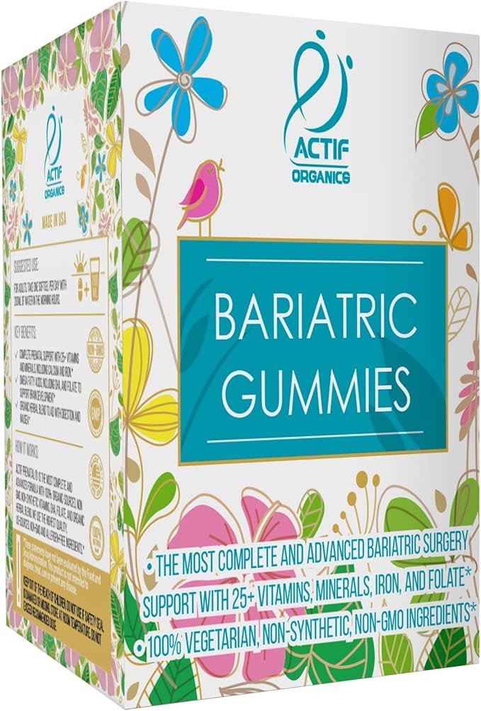 ACTIF Organic Bariatric Gummies with 25+ Organic Vitamins and Minerals for Bariatric Surgery Gastric Bypass Surgery Advanced Formula - 90 Count