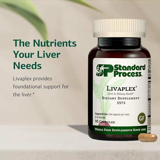 Standard Process Livaplex - Whole Food Bowel Digestion and Digestive Health Liver Health and Gallbladder Support with Spanish Black Radish Betaine Hydrochloride and Organic Carrot - 90 Capsules