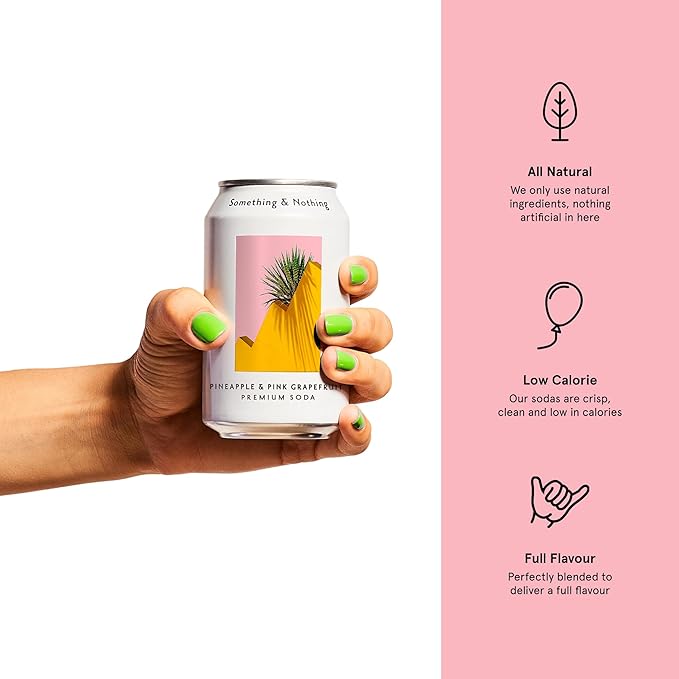 Something &amp Nothing Variety Pack Flavoured Sparkling Water | Lightly Carbonated Full Flavoured with Grape &amp Lemon Juice | Vegan &amp Low Calorie Soda | 12 Fl Oz Cans (Pack of 12)