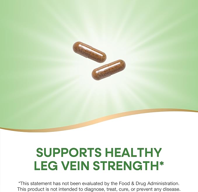 Nature's Way Leg Veins Supports Healthy Leg Vein Strength* 6-Herb Blend With Horse Chestnut Extract Dandelion Gluten Free 120 Vegan Capsules (Packaging May Vary) - 2 Pack