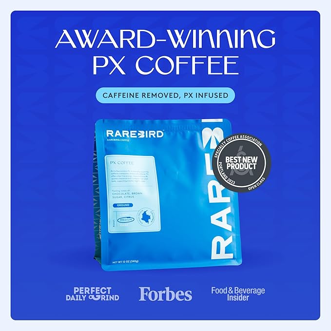 Rarebird Px Coffee – Award Winning Specialty Coffee with Paraxanthine | Caffeine Alternative for Clean Energy Focus Sleep &amp Metabolism Support | Low Acid | 100% Single-Origin Arabica Decaf | Me