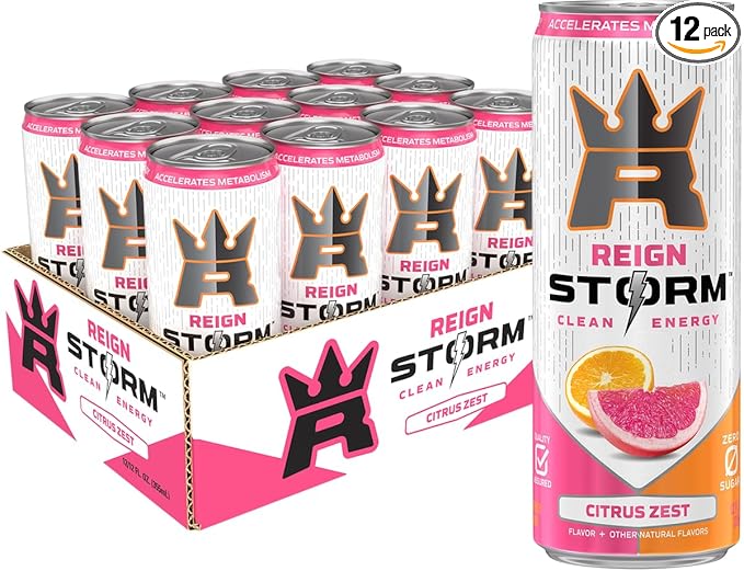 REIGN Storm Citrus Zest Fitness &amp Wellness Energy Drink 12 Fl Oz | Pack of 12
