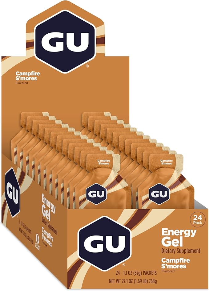 GU Energy Original Sports Nutrition Energy Gel Vegan and Dairy-Free On-the-Go Energy for Any Workout Campfire S'Mores 24-Count