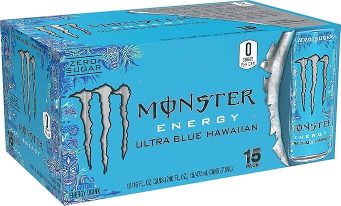Monster Energy Ultra Blue Hawaiian Sugar Free Energy Drink 16 Ounce | Pack of 15