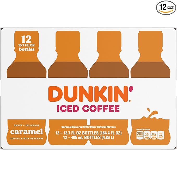Dunkin' Iced Coffee Caramel Bottles 13.7 fl oz 12 Pack