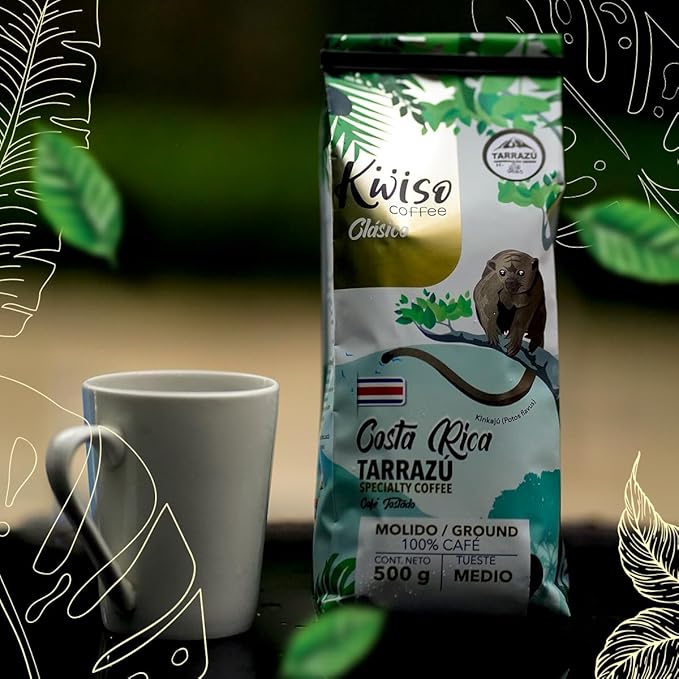 Kwiso Coffee Classic Tarrazu Costa Rica Single Origin 100% Arabica – Medium Roast Ground Gourmet Specialty Coffee 17.6 oz