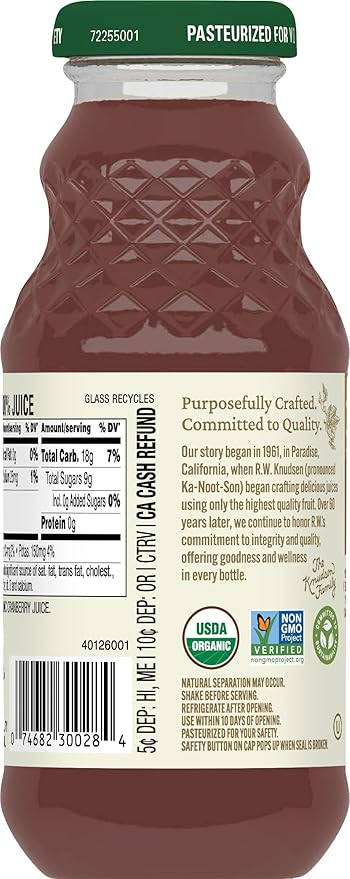 R.W. Knudsen Organic Just Cranberry Juice 8 fl oz (12 Pack)