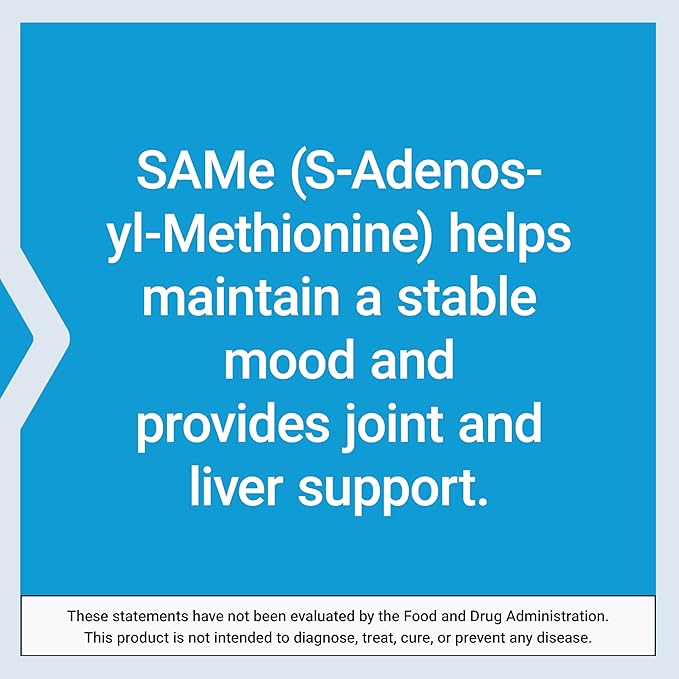 Life Extension Same S-Adenosyl-Methionine 400 mg Best-Selling Mood Health Liver Health and Joint Support Supplement Non-GMO Vegetarian Gluten Free 60 enteric-Coated Tablets