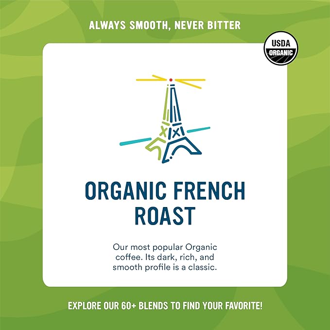 Cameron's Coffee Roasted Whole Bean Coffee Organic French Roast 28 Ounce (Pack of 2)