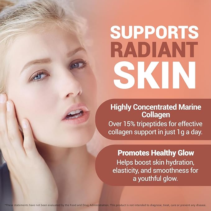 Marine Collagen Peptides Capsules for Women &amp Men 15x Concentration Type I &amp III Fish Derived Tripeptides Hydrolyzed Marine Collagen Supplements for Skin Hair Nails Bones Joint Health Non-GMO