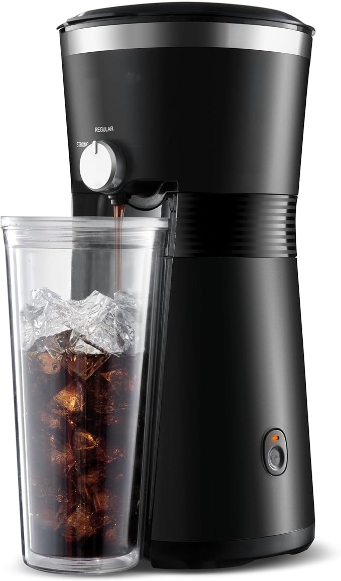 MaiyO Iced Coffee Maker with 25 fl oz. Reusable Tumbler Black