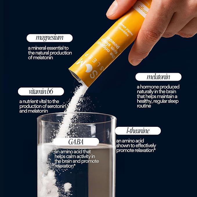 Som Sleep Sleep Aid Powder Stick Packs – Variety Pack Bundle 40 Count – Berry Cherry Mango &amp Tangerine – 0 Sugar 10 Calories – Sleep Support Drink Mix Supplement