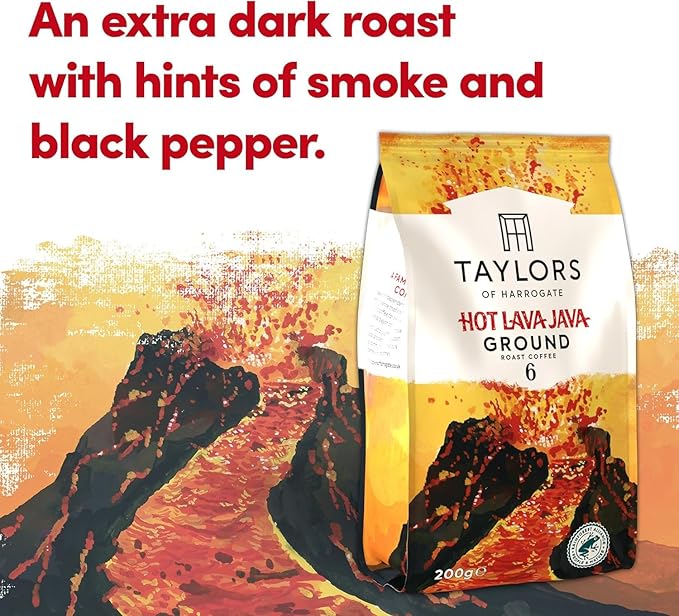 Taylors of Harrogate Ground Coffee (Each Pack 200g) Pick Any 6 from 7+ Flavours Inc. Rich Italian After Dark Hot Lava Java Decaf Lazy Sunday Flying Start and Brasilia