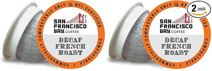 San Francisco Bay Compostable Coffee Pods - DECAF French Roast K Cup Compatible including Keurig 2.0Dark RoastSwiss Water Processed(Pack of 72)