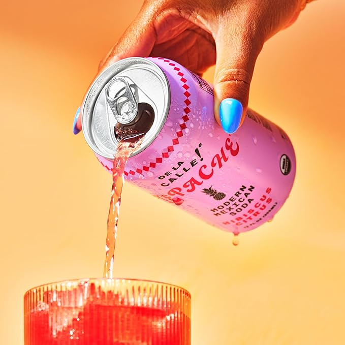 De La Calle Tepache - Hibiscus Citrus - Modern Mexican Soda - Craft Fermented Pineapple Sparkling Beverage - Certified Organic Antioxidant Rich Non-Alcoholic Healthy Soda Low Sugar Low Calorie N