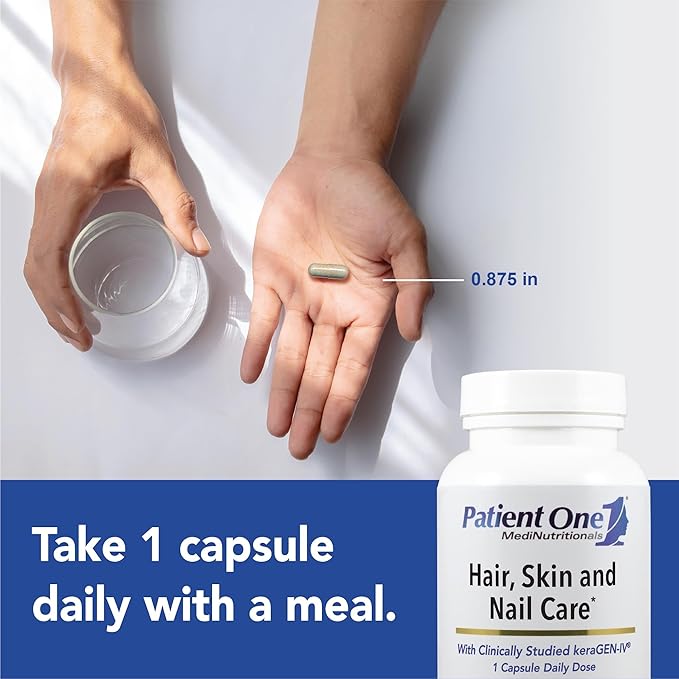 Patient One Hair Skin &amp Nail Care | Supplement to Support Strong Nails and Healthy Hair and Skin* | with Keratin Collagen and More | 30 Capsules
