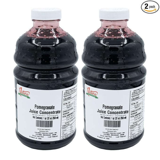 Nature Blessed 100% Pure Pomegranate Fruit Juice Concentrate - 2 Quarts (2/32 fl oz bottles) Applications: Home Wine Making Brewing Distilling Hard Cider Smoothies or Jelly.