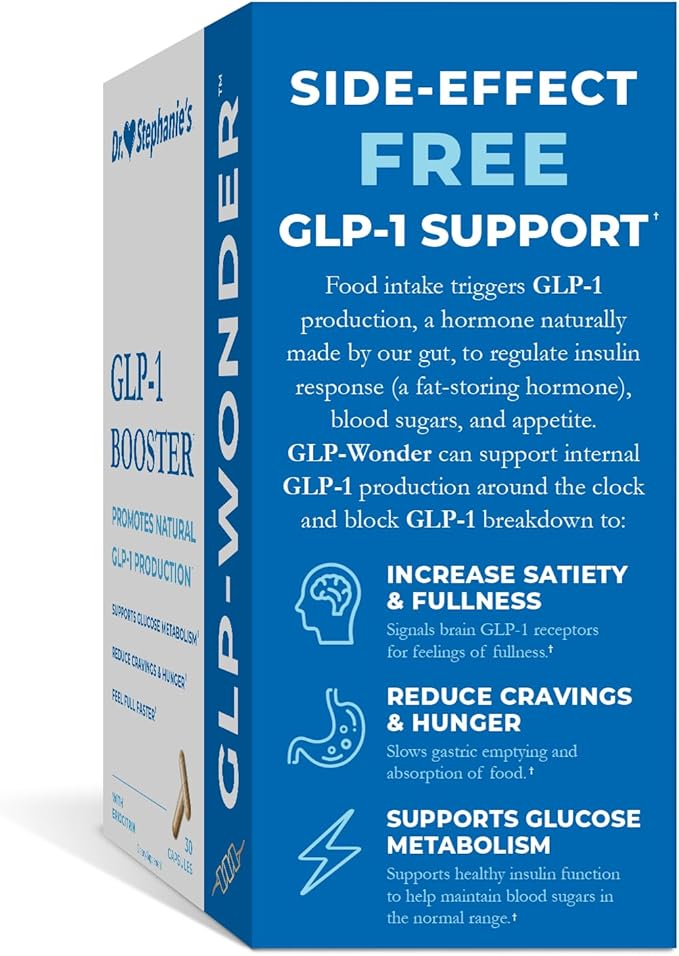 Dr. Stephanie's GLP-Wonder Natural GLP-1 Boosting Supplement - Control Hunger &amp Appetite Fight Cravings - Side-Effect Free Support (Pack of 2)