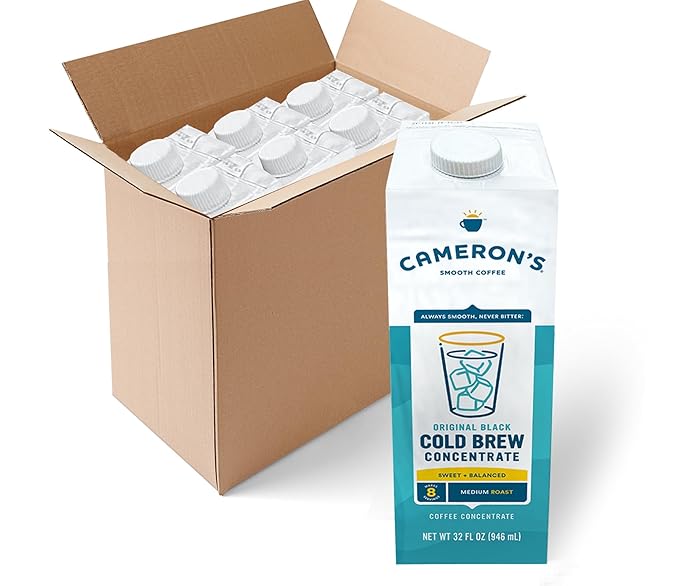Cameron's Coffee Original Black Multiserve Cold Brew Coffee Concentrate Medium Roast 32oz (Pack of 6)