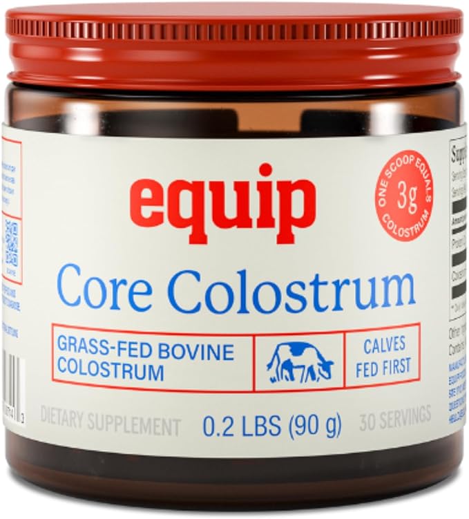 Equip Foods Core Bovine Colostrum Powder - 3000mg Grass Fed Colostrum Supplement - Gut Health Immunity Recovery Lactoferrin Supplements - Keto Friendly Bovine Colostrum 30 Servings Unflavored