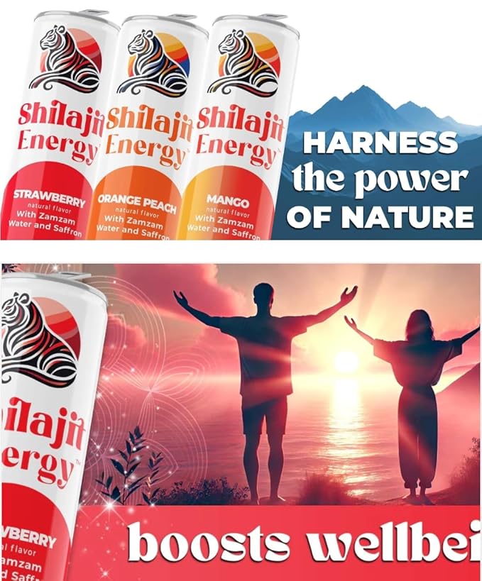 Energy Drink Natural Ingredients USA made Pack of 12 cans