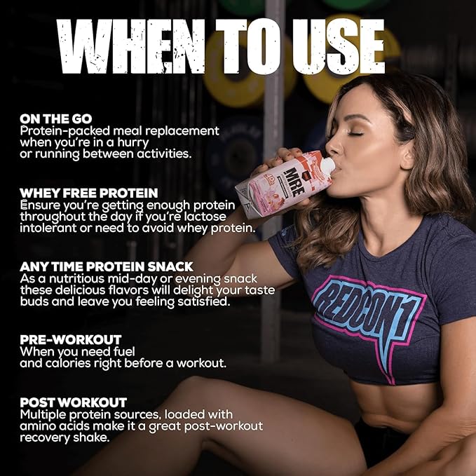 REDCON1 MRE Ready to Drink Protein Shakes Blueberry Cobbler - Lactose + Whey Free RTD Protein Made with Real Whole Food Protein Blends - Keto-Friendly and Easy to Digest Nutritional Shake (12 Pack)
