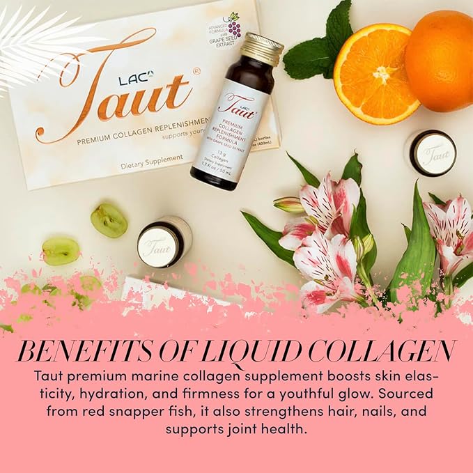 TAUT Premium Marine Collagen Drink 13000mg Anti-Aging Formula 24 Bottles (1.7oz Each) + Collagen Face Mask + 3 Powder Sachets Japan-Made Liquid Collagen for Skin Hair &amp Joints
