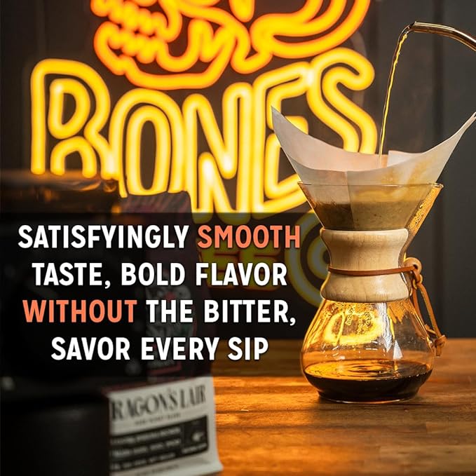 Bones Coffee Company S'morey Time and Cinnamon Roll 12 oz Ground Coffee Medium Roast Low Acid Coffee