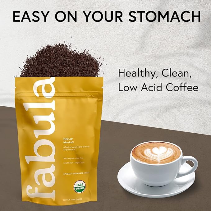 Fabula Organic Coffee Freshly Grounded - Medium and Decaf Medium - 2 Bag Bundle