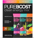 Pureboost Immune Clean Energy Booster Refreshing Energy Drink Mix and Immunity Supplement with Elderberry 1200 mg Vitamin C Vitamins A + D and Zinc. Sugar-Free (Combo Pack 30 Count)