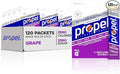 Propel Electrolyte Enhanced Water Drink Mix Powder Packets Grape Zero Calorie &amp 0 Sugar Hydration with Electrolytes and Vitamins C &amp E (120 Packets)