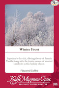 Kaffe Magnum Opus Winter Frost Ground Coffee Gourmet 72 Count 2.5 Oz Packs French Vanilla and Roasted Hazelnut