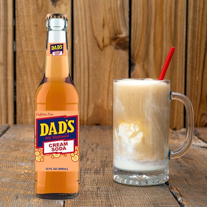 Dad's Old Fashioned Soda – 12 Glass Bottles (12 oz Each) – Premium Retro Soft Drink – Classic Root Beer Flavor – Vintage-Style Craft Soda for Nostalgic Refreshment &amp Gifting (12 Pack Cream Soda)