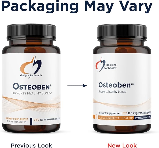 Designs for Health Bone Support Formula - Osteoben with Soy-Free Genistein Complex - Non-GMO Bone Vitamins Supplement with Vitamin D K Zinc Calcium + Magnesium (120 Capsules)