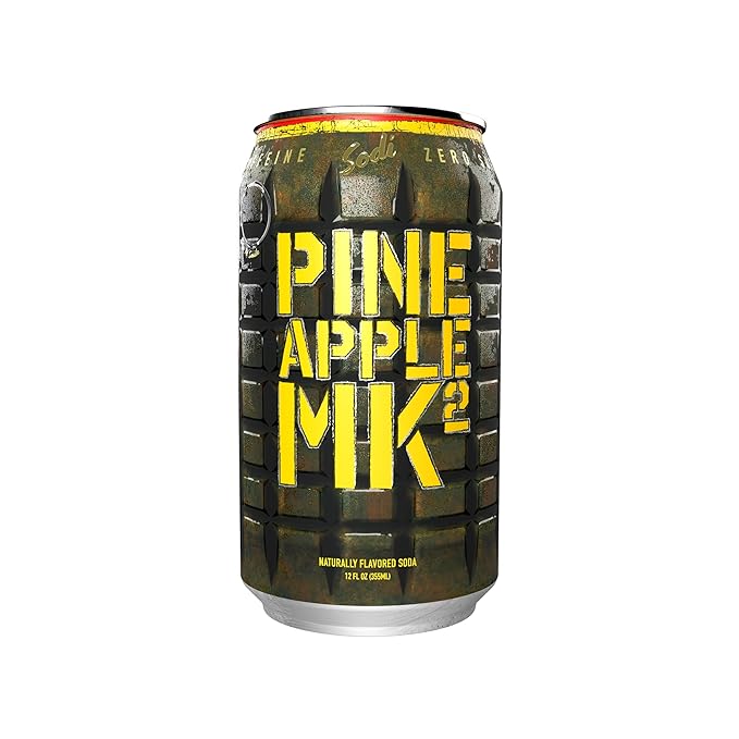 Sodi | Better For You Sparkling Soda Pop | Pineapple MK2 | Zero Sugar | Zero Caffeine | Zero Colors or Dyes | Gluten Free | Naturally Flavored | 12fl oz Pack of 12 (12pk Pineapple MK2)