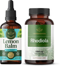 HERBAMAMA Lemon Balm and Rhodiola Kit - Bundle of Lemon Balm Tincture 4 Fl Oz &amp 1000mg Rhodiola Rosea Capsules - Vegan Non-GMO Alcohol &amp Gelatin-Free - 2 Pack