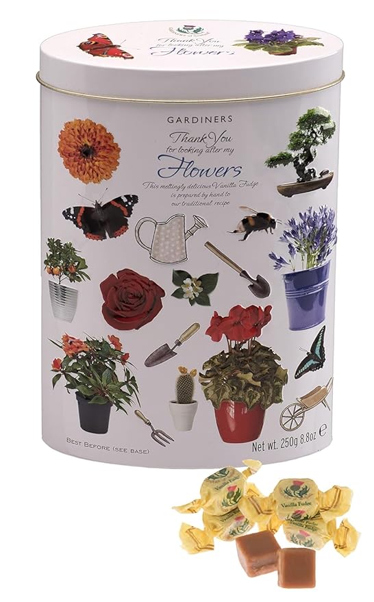 New England Coffee Pumpkin Spice Medium Roast &amp Gardiners of Scotland Thank You Flowers Vanilla Fudge Tin – Fall Coffee &amp Gourmet Fudge Gift Bundle