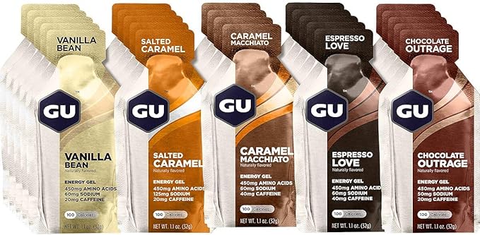 GU Energy Original Sports Nutrition Energy Gel Vegan Gluten-Free Kosher and Dairy-Free On-the-Go Energy for Any Workout 24-Count Assorted Indulgent Flavors
