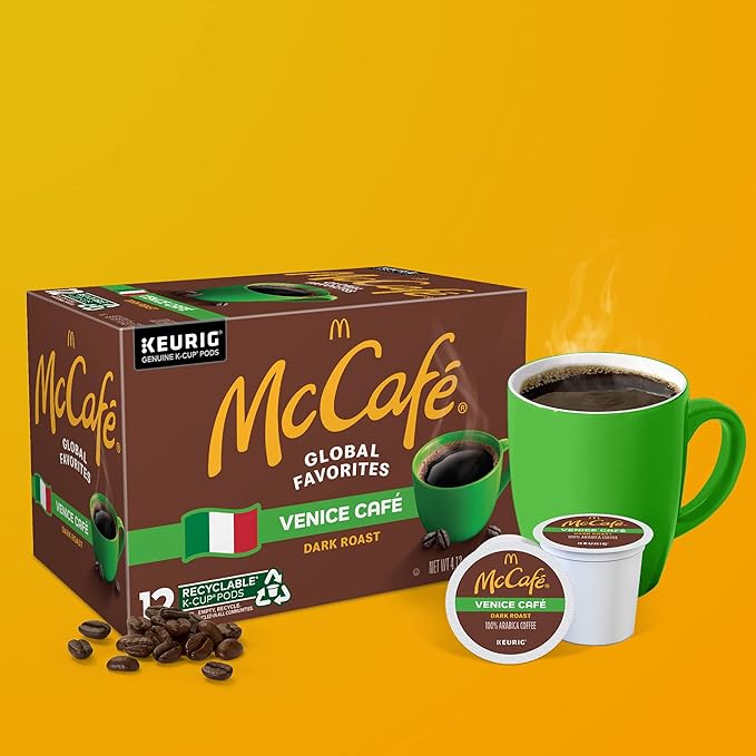 McCafe Venice Cafe Single Serve Coffee Keurig K-Cup Pods Dark Roast Coffee 72 Count