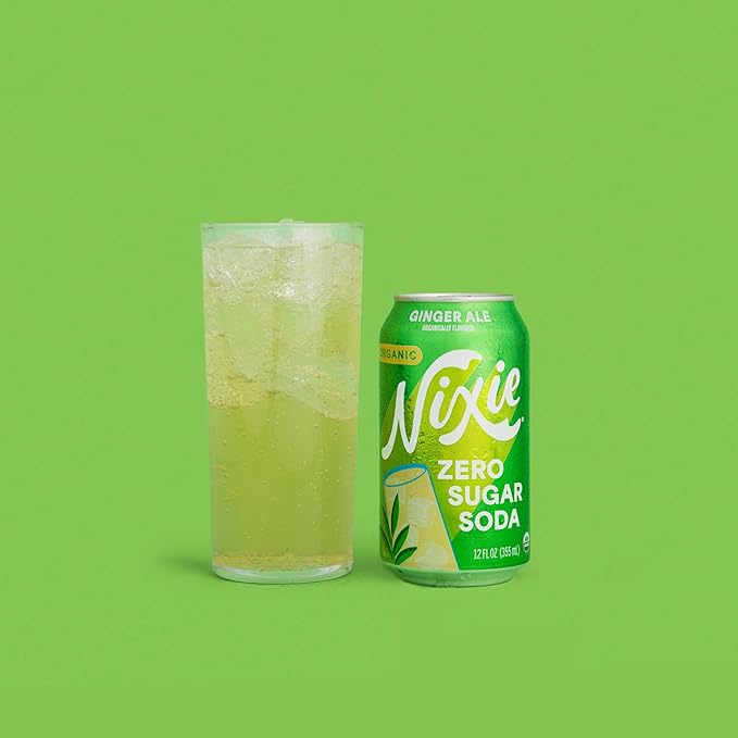 Nixie Organic Zero Sugar Soda Ginger Ale &amp Cream Soda 0 Sugar 0 Calories Healthy Soda Pop Non-GMO 12oz Cans (24 Pack)