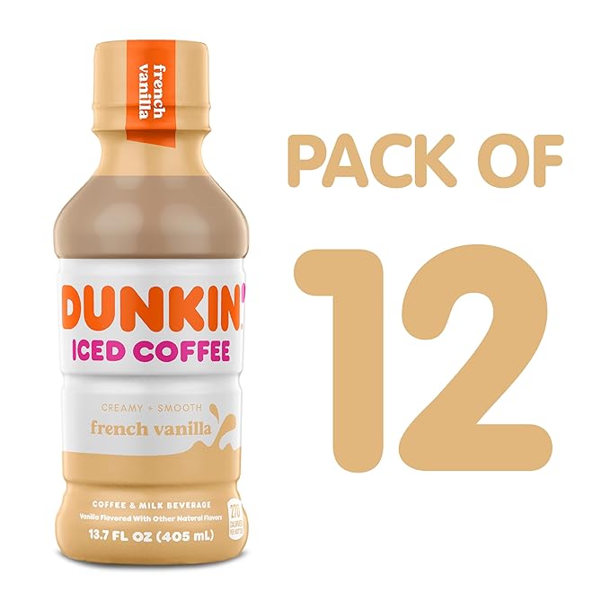 Dunkin' French Vanilla Iced Coffee Bottles 13.7 fl oz 12 Pack