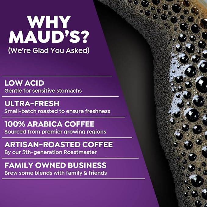 Maud's Half Caff Coffee Pods Variety Pack 48 ct 6 Assorted Flavors Medium Roast Coffee in Single Serve Pods – 100% Arabica Coffee Compatible with Keurig K Cups Maker