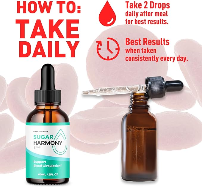 (2 Pack) Sugar Harmony Drops Official SugarHarmony Liquid Drops with All Natural Ingredients Advanced Formula Support Supplement with Maximum Strength Premium Vitamins for Women &amp Men (60 Servin