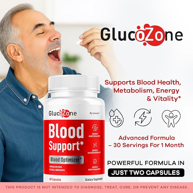 (2 Pack) GlucoZone Blood Support - GlucoZone Capsules Support Optimizer Supplement All Natural Advanced Formula Pills Premium Vitamins for Health &amp Wellness 120 Capsules for 2 Months